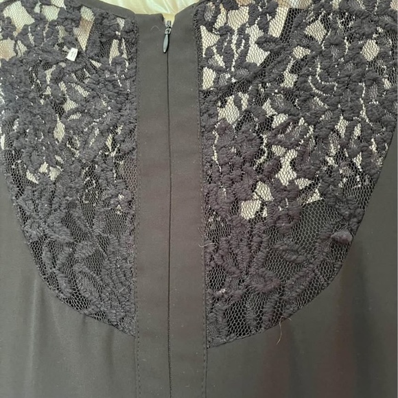 Black lace Fit And Flare Dress With Lace Midriff Cutouts, Size Medium - Picture 7 of 7